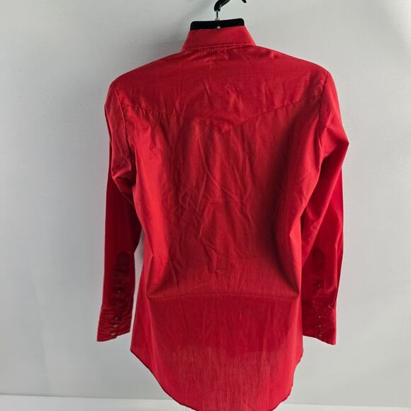 Karman pearl snap button down shirt long sleeve red Wester 15.5 33 M mens USA - Picture 3 of 10